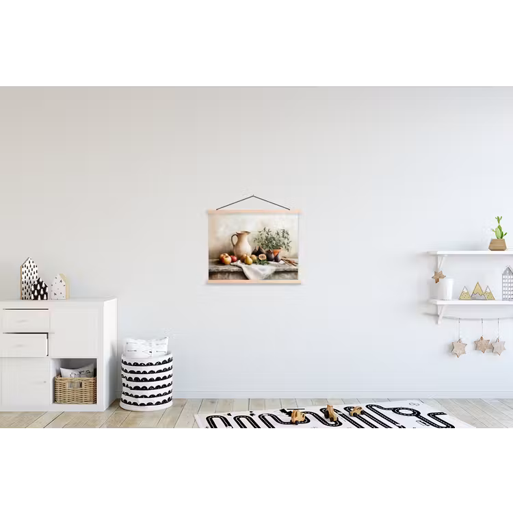 Fruit - Kruiden - Landelijk textielposter latten blank klein -kinderkamer