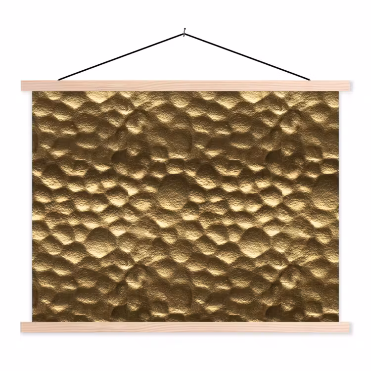 Gehamerd - Reliëf - Textuur - Bronsgoud textielposter latten blank klein 122 -3d