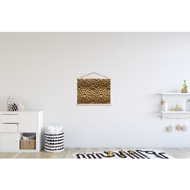 Gehamerd - Reliëf - Textuur - Bronsgoud textielposter latten blank klein 122 -kinderkamer