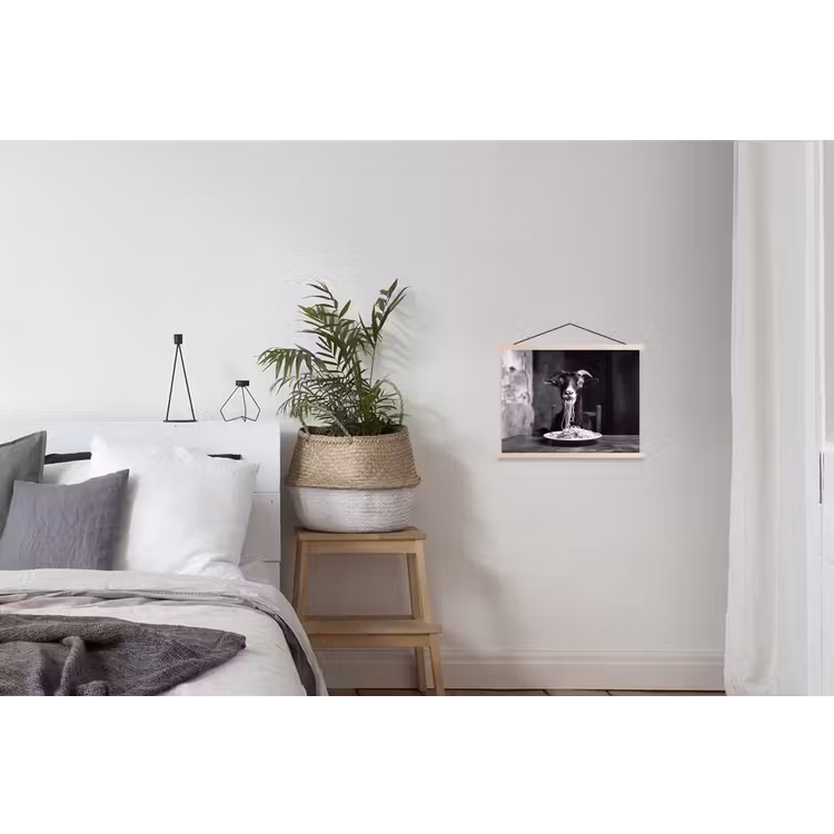 Geit - Bord - Spaghetti - Zwart Wit textielposter latten blank klein -woonkamer