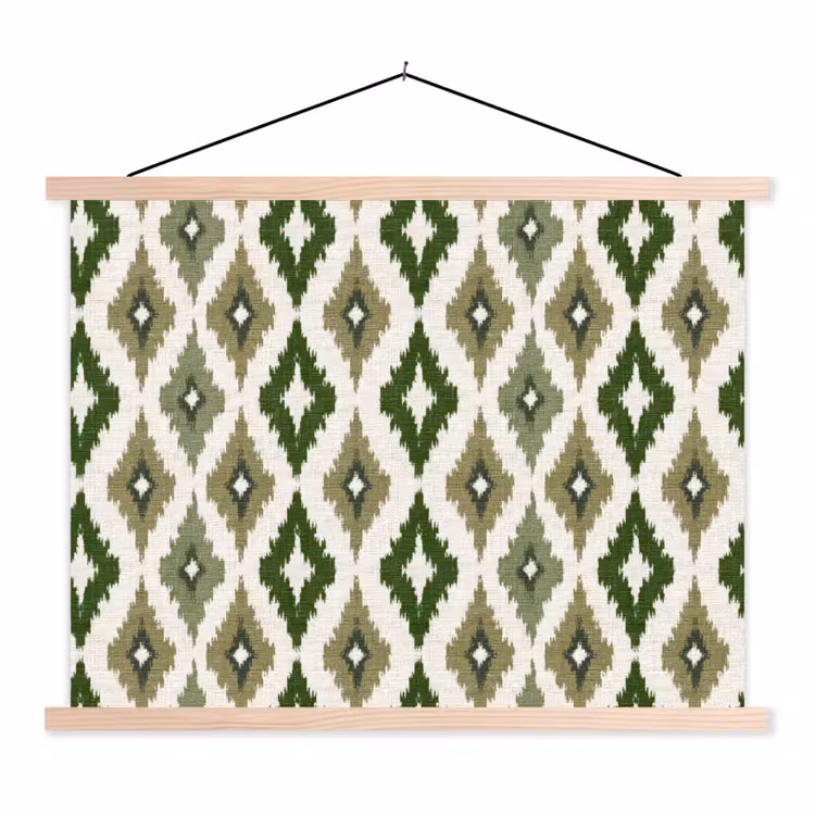 Geografisch - Ruitmotief - Groen textielposter latten blank klein 122 -3d