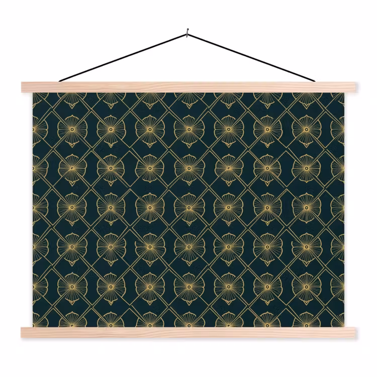 Geometrisch - Elegant - Groen textielposter latten blank klein 122 -3d