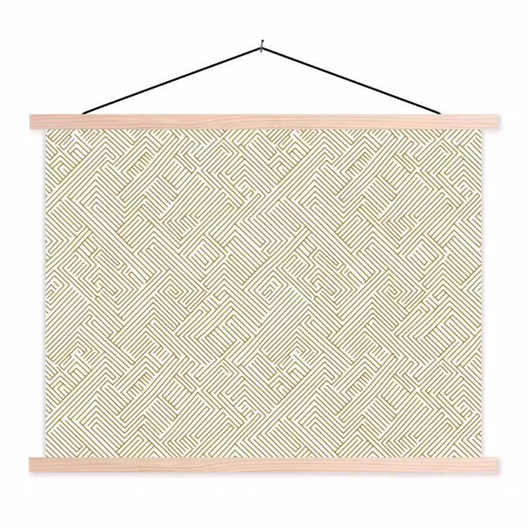 Geometrisch - Lijnen - Groen textielposter latten blank klein 122 -3d