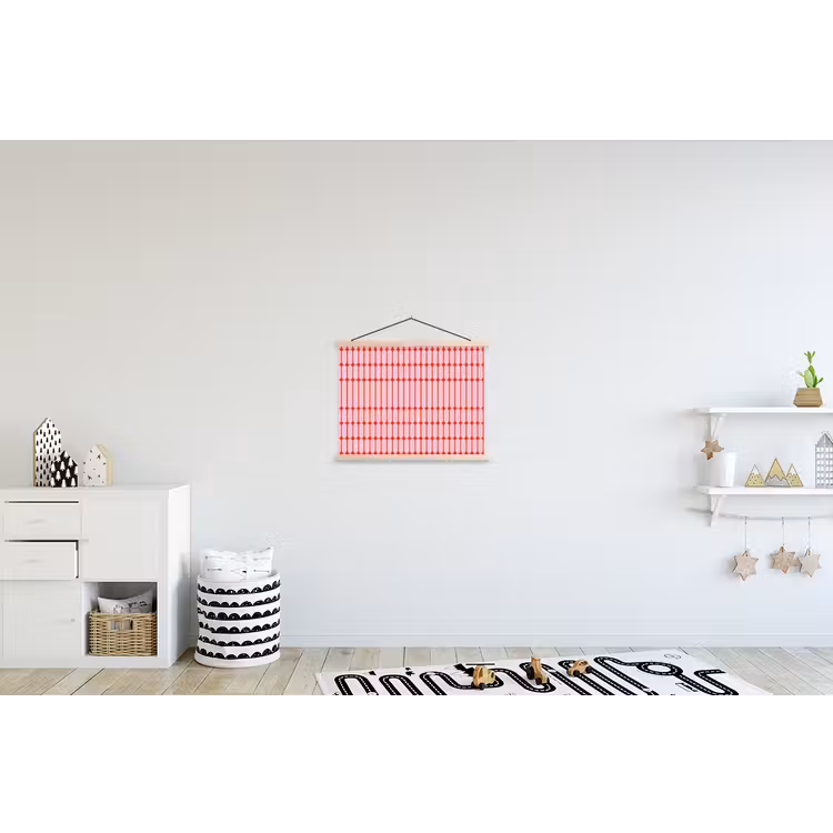 Geometrisch - Minimalistisch - Rood - Roze textielposter latten blank klein 122 -kinderkamer