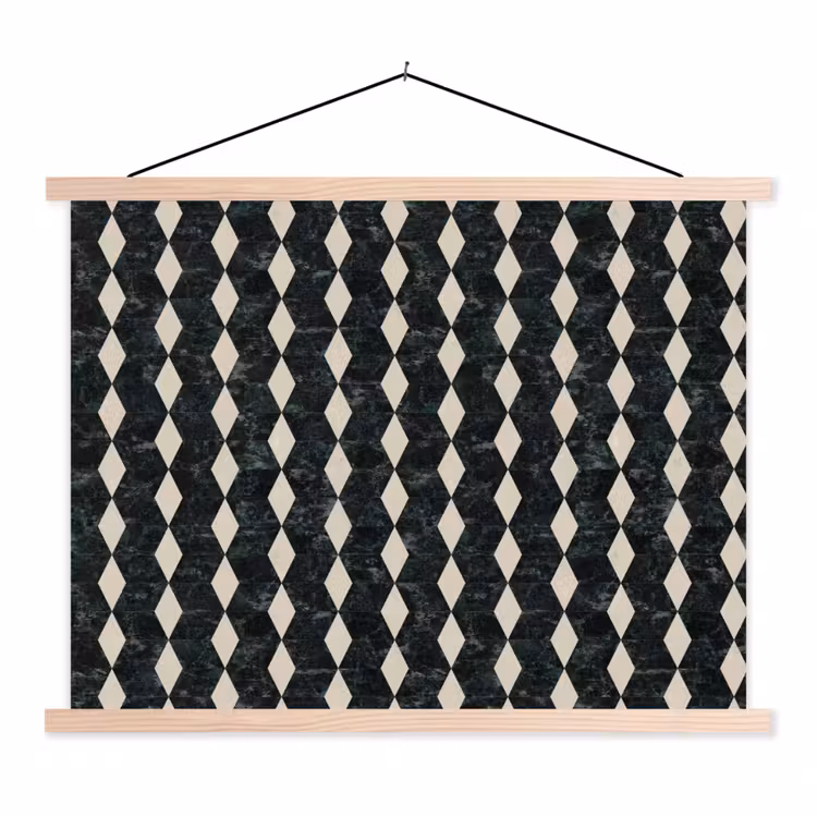 Geometrisch - Patroon - Marmer - Groen textielposter latten blank klein 122 -3d
