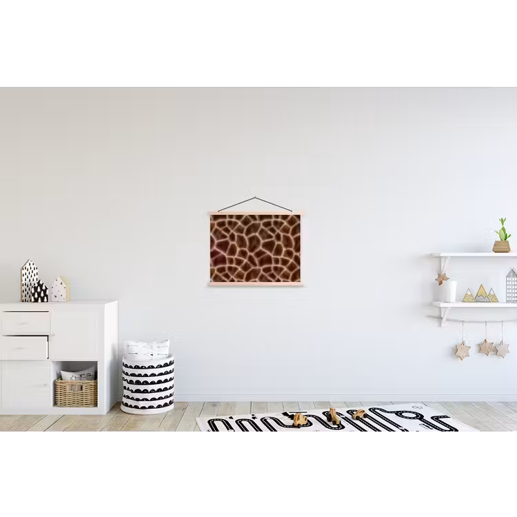 Giraf - Bruin - Vacht textielposter latten blank klein 122 -kinderkamer