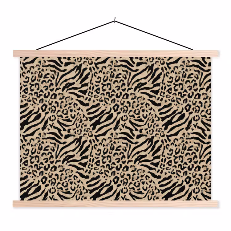 Giraf - Zebra - Motief - Bruin textielposter latten blank klein 122 -3d
