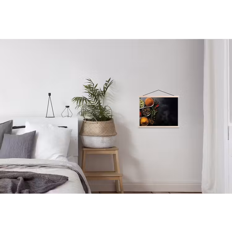 Glazen - Bakjes - Blaadjes - Kruiden textielposter latten blank klein -woonkamer