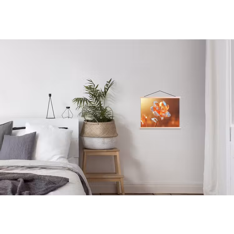 Glazen - Bloem - Zonlicht textielposter latten blank klein -woonkamer