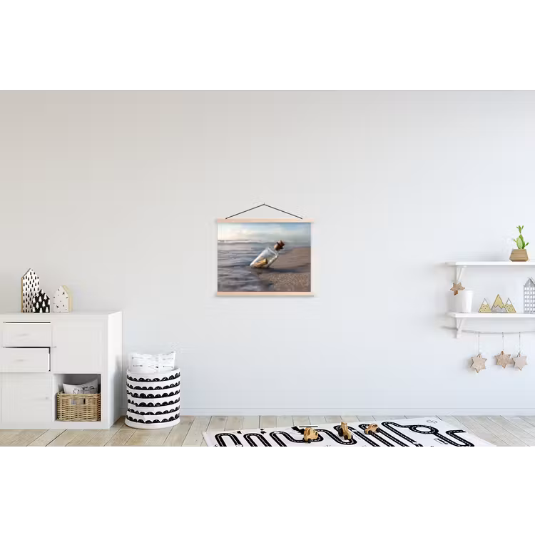Glazenfles - Post - Zee - Zand textielposter latten blank klein -kinderkamer