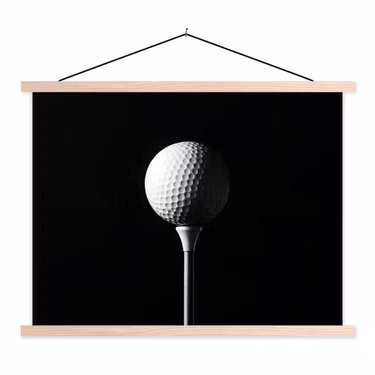 Golfbal - Minimalistisch - Wit textielposter latten blank klein -3d