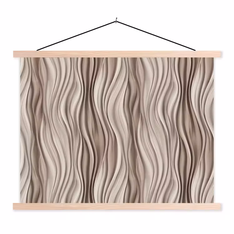 Golven - 3D - Crème textielposter latten blank klein 122 -3d