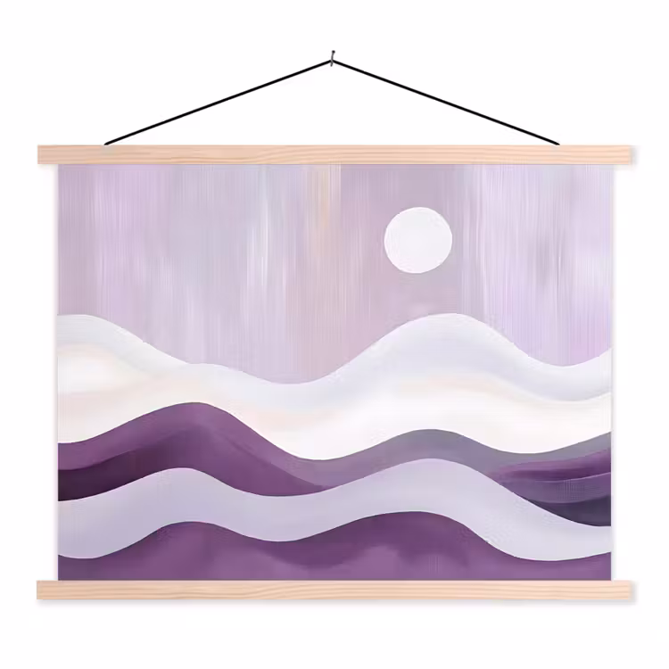 Golven - Heuvels - Abstract - Paars textielposter latten blank klein -3d