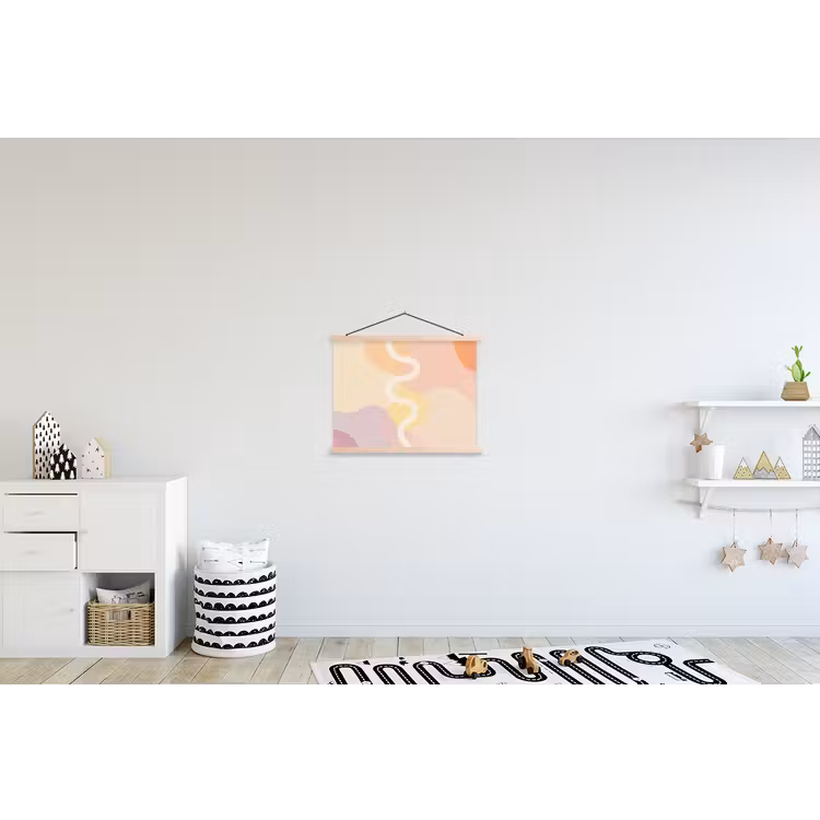 Golvende vormen - Abstract - pastel textielposter latten blank klein -kinderkamer