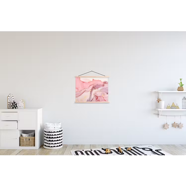 Goud - Marmer - Roze textielposter latten blank klein -kinderkamer
