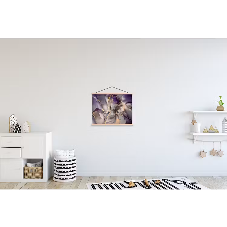 Goud - Paars - Marmer textielposter latten blank klein -kinderkamer