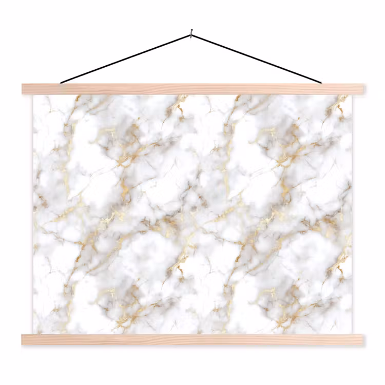 Gouden aders - Marmer - Wit textielposter latten blank klein 122 -3d