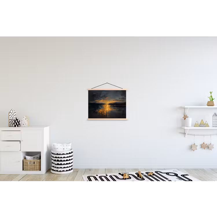 Gouden Reflectie op Water textielposter latten blank klein -kinderkamer