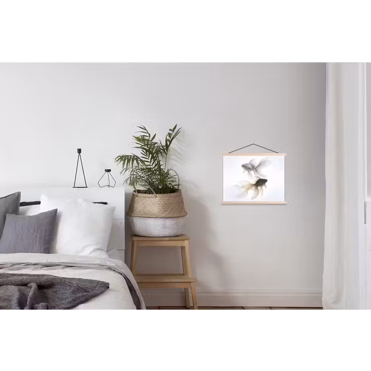 Goudvissen - Modern - Wit textielposter latten blank klein -woonkamer