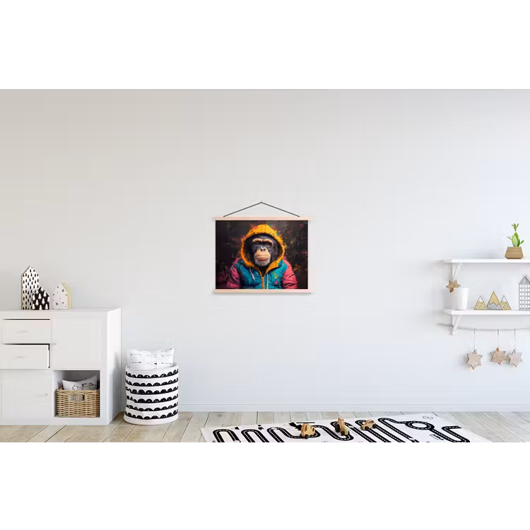 Graffiti - Chimpansee - Jas - Aap - Verf textielposter latten blank klein -kinderkamer