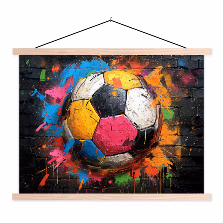 Graffiti - Voetbal - Muur - Street art - Sport textielposter latten blank klein -3d