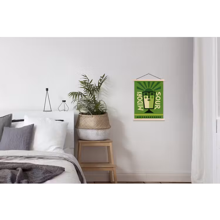 Grafisch - Art - Cocktail - Groen textielposter latten blank klein -woonkamer