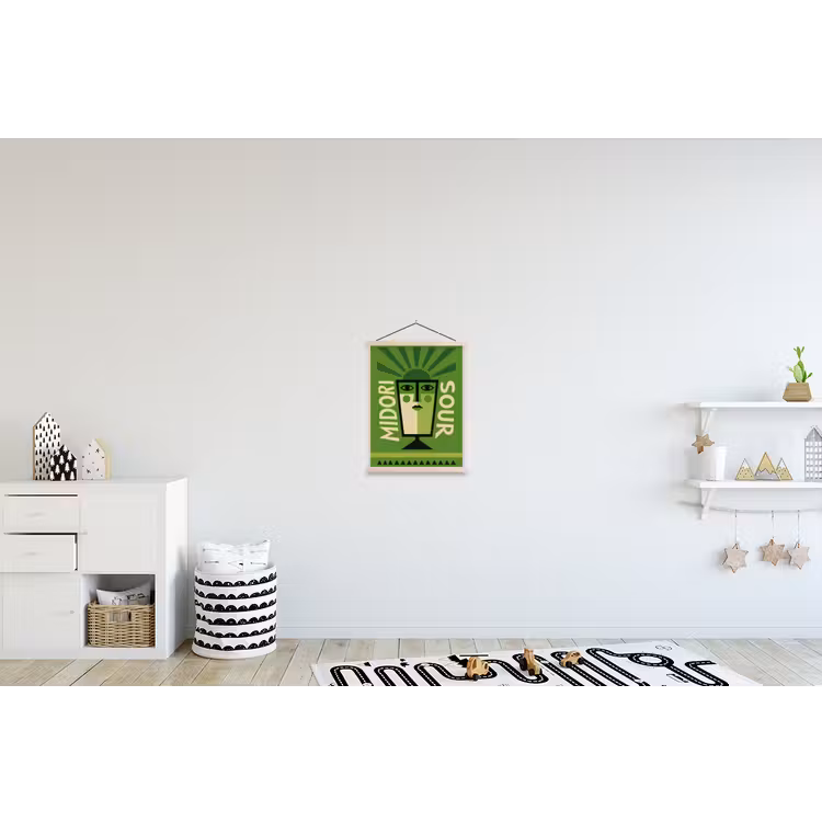 Grafisch - Art - Cocktail - Groen textielposter latten blank klein -kinderkamer