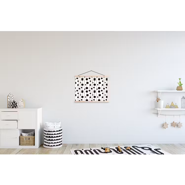 Grafisch - Modern - Zwart textielposter latten blank klein 122 -kinderkamer
