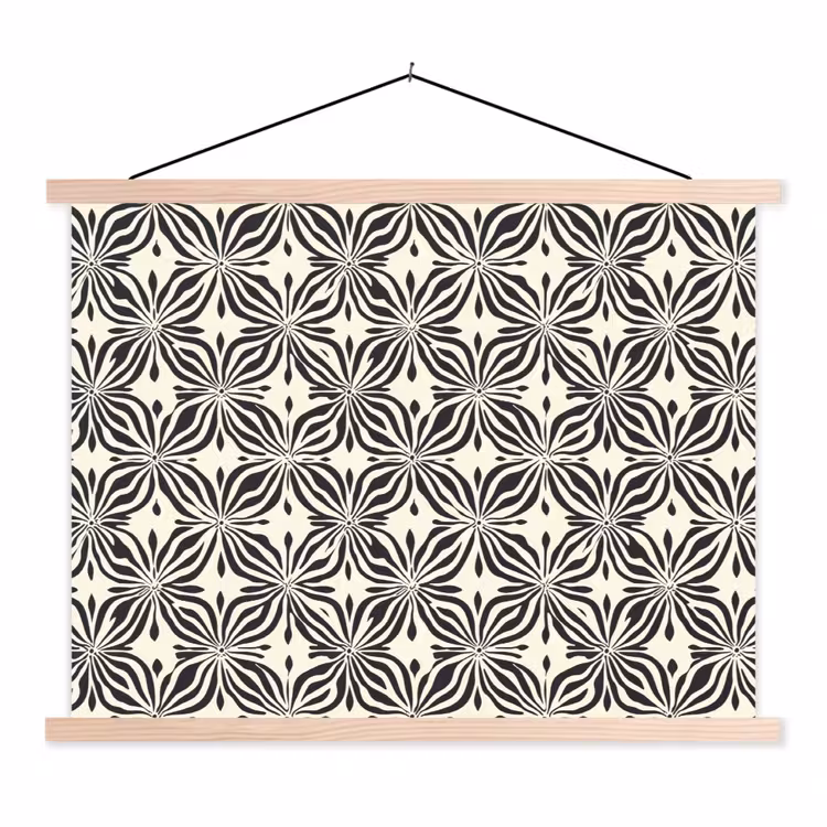 Grafisch - Patroon - Zwart textielposter latten blank klein 122 -3d
