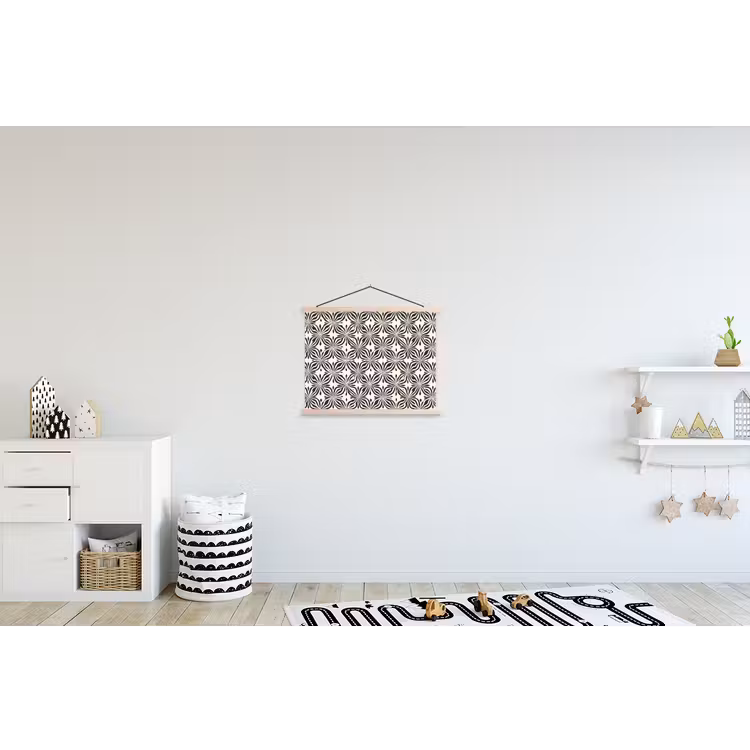 Grafisch - Patroon - Zwart textielposter latten blank klein 122 -kinderkamer