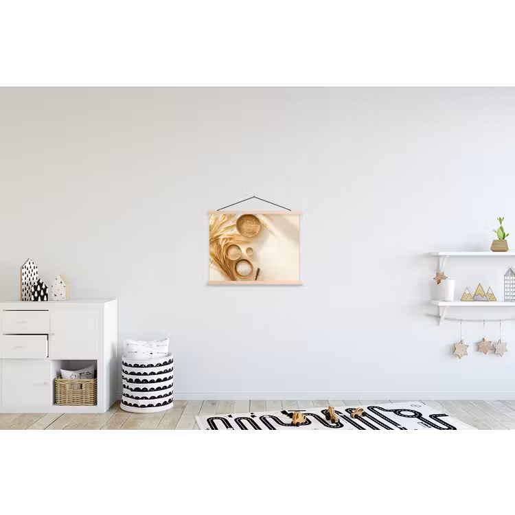 Granen - Hout - Kom - Beige textielposter latten blank klein -kinderkamer