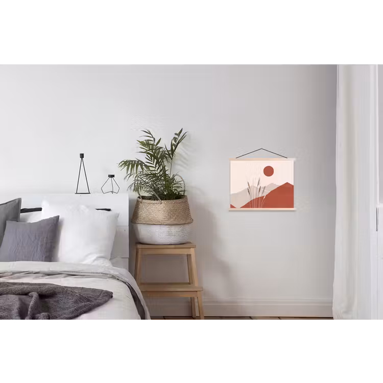 Gras - Landschap - Natuur - Abstract - Beige textielposter latten blank klein -woonkamer