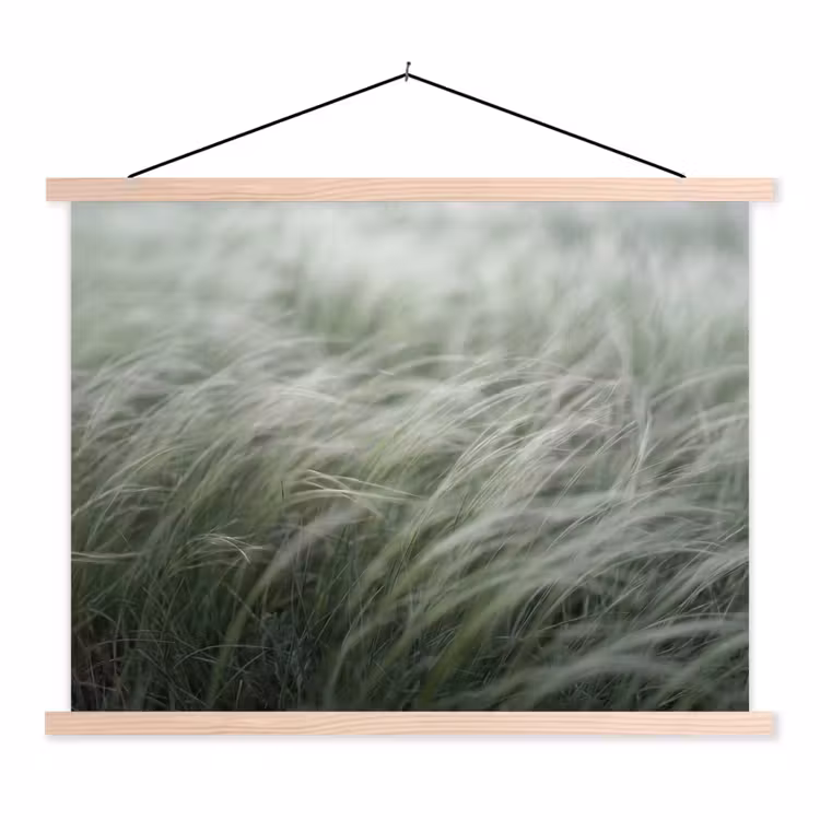 Gras - Wazig - Natuur - Groen - Zacht textielposter latten blank klein -3d