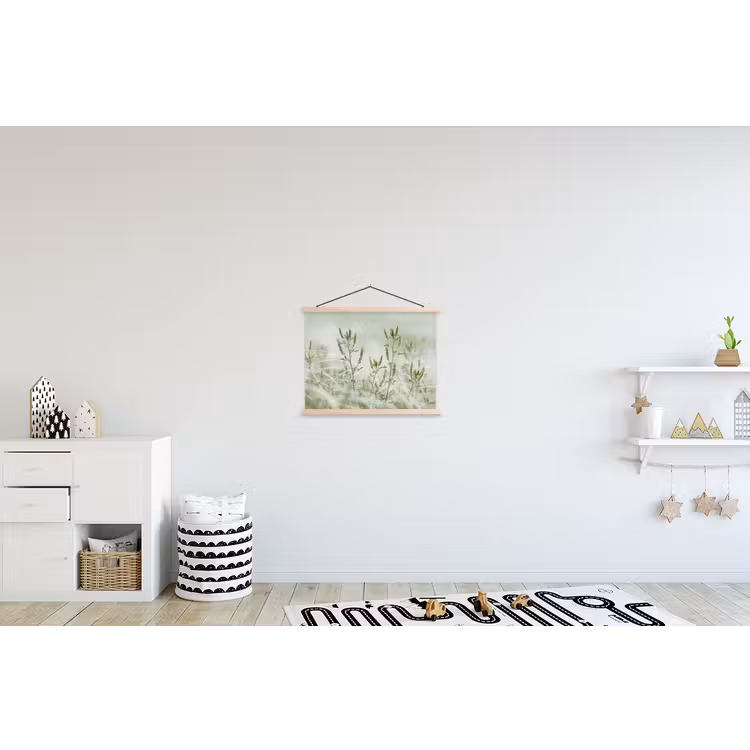 Grassen - Minimalistisch - Groen textielposter latten blank klein -kinderkamer