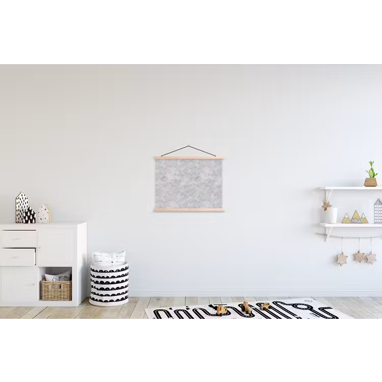 Grijs - Marmer - Mat textielposter latten blank klein 122 -kinderkamer