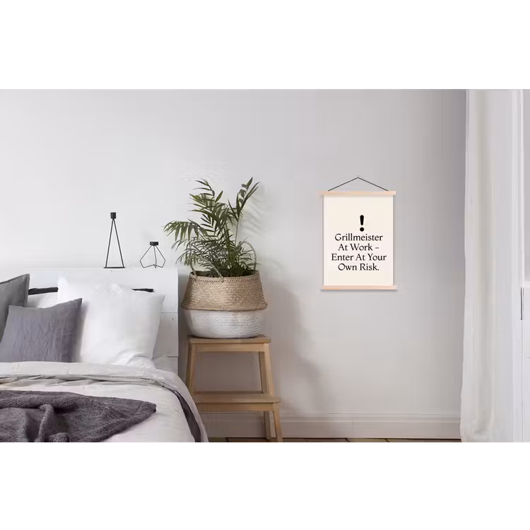 Grill - Uitroepteken - Zwart - Tekst textielposter latten blank klein -woonkamer