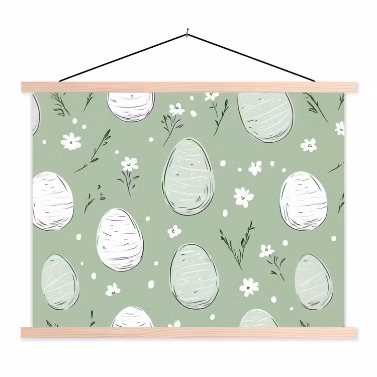 Groen - Eieren - Patroon textielposter latten blank klein -3d