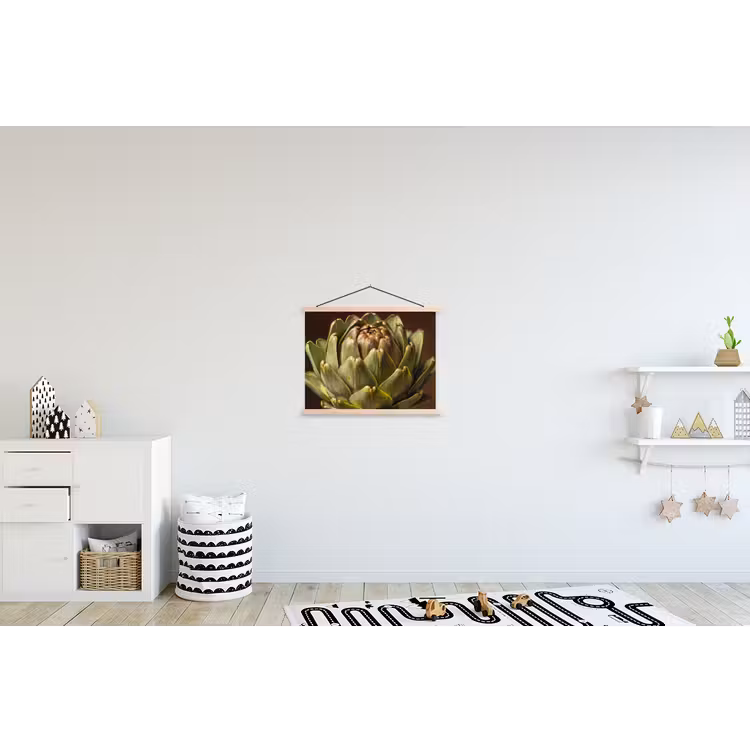Schoolplaat - Groente - Artisjok - Groen - Groente - Artisjok - Groen textielposter latten blank klein