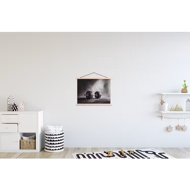 Halter - Gewichten - Zwart textielposter latten blank klein -kinderkamer