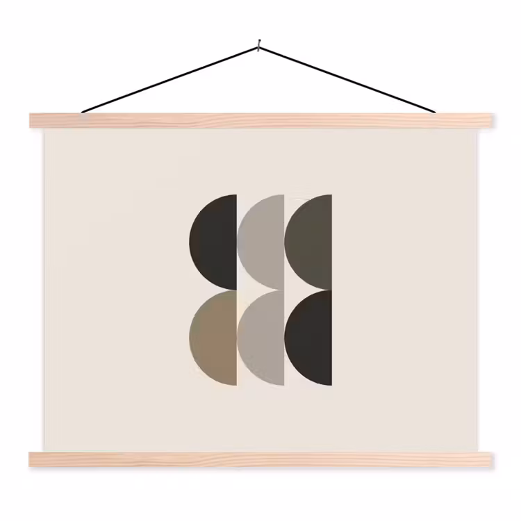 Halve cirkels - Aardetinten - Grafisch textielposter latten blank klein -3d