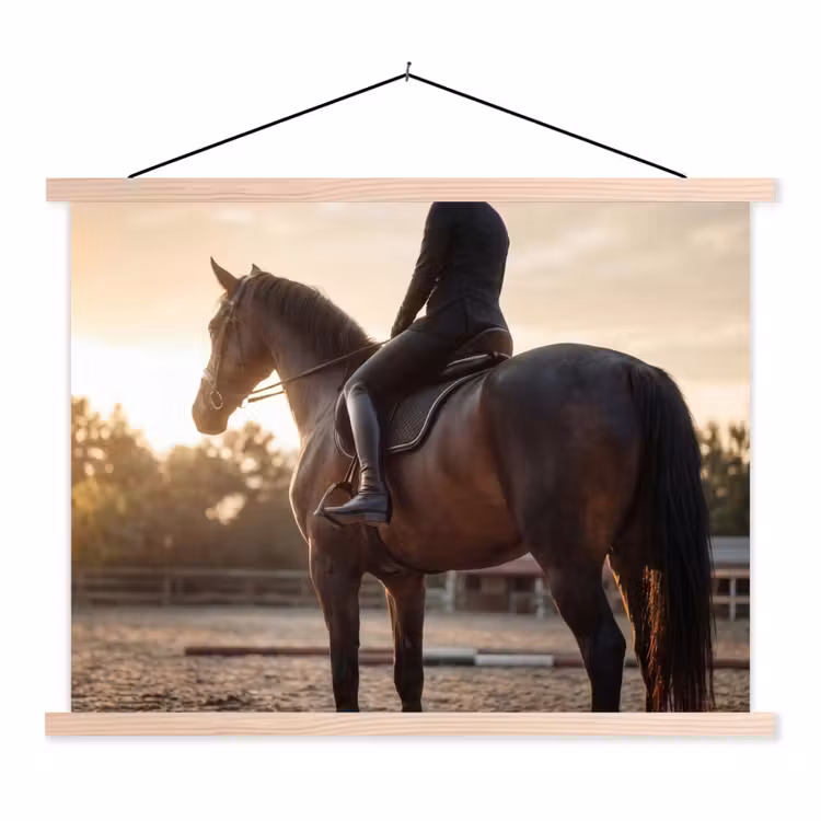 Harmonie - Ruiter - Zon textielposter latten blank klein -3d