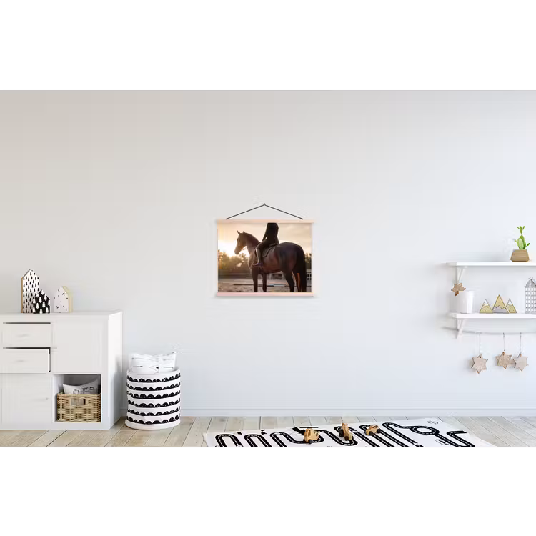 Harmonie - Ruiter - Zon textielposter latten blank klein -kinderkamer