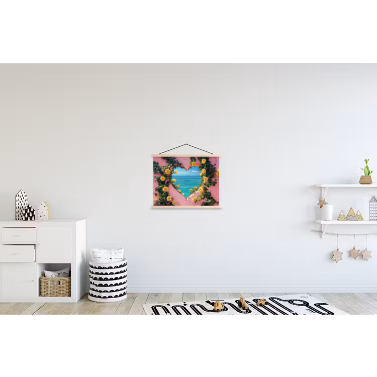 Hart - Zee - Muur textielposter latten blank klein -kinderkamer