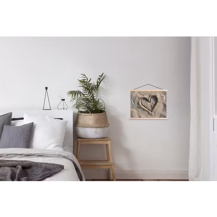 Hartvorm - Getekend - Beige - Zand textielposter latten blank klein -woonkamer