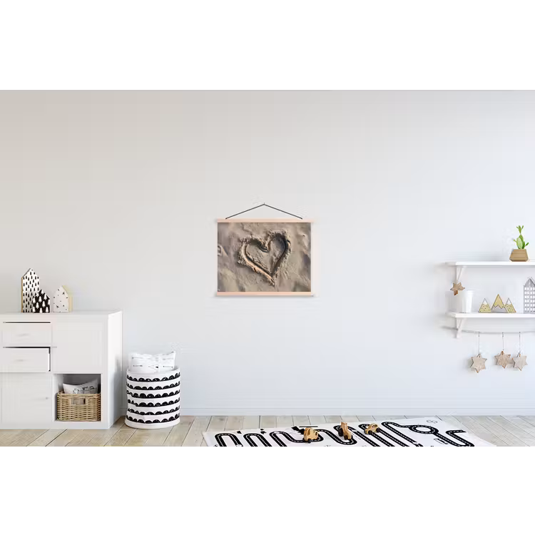 Hartvorm - Getekend - Beige - Zand textielposter latten blank klein -kinderkamer