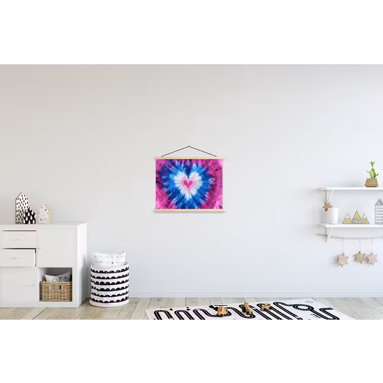 Hartvormig - Tie dye - Paars textielposter latten blank klein -kinderkamer