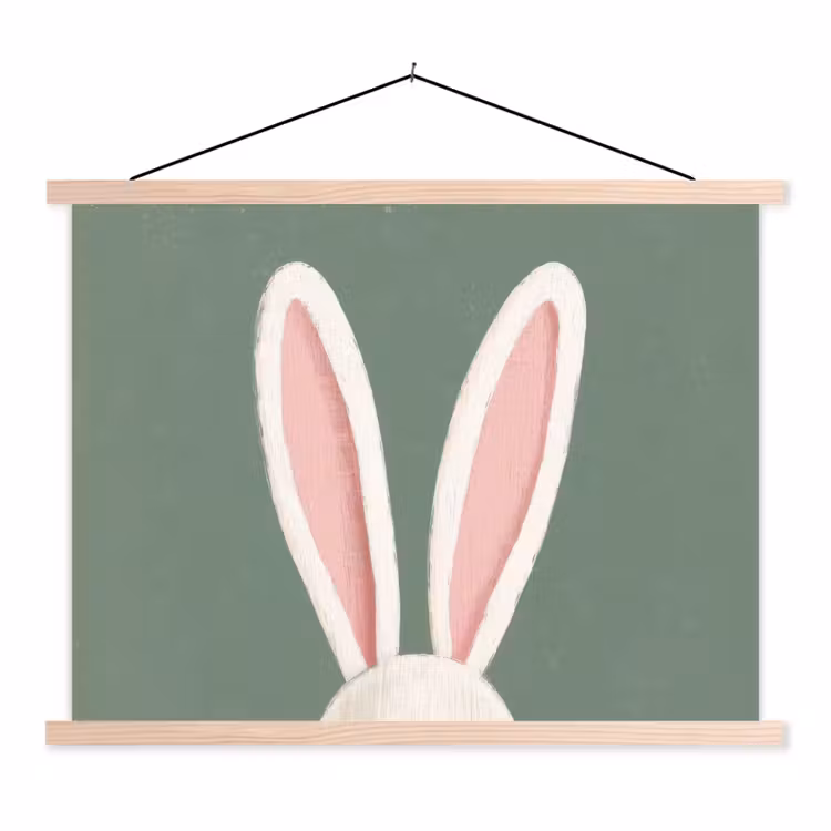 Hazen - Oren - Roze textielposter latten blank klein -3d