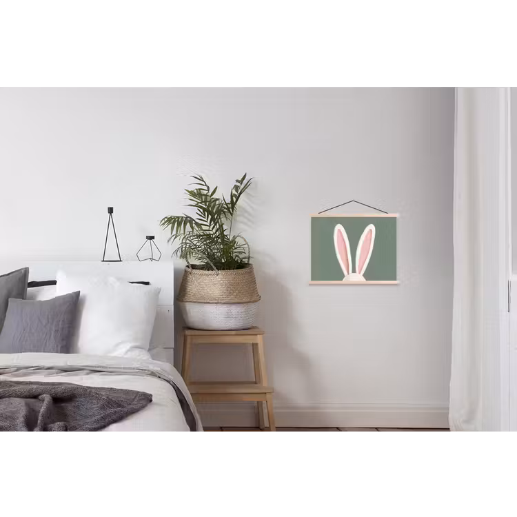 Hazen - Oren - Roze textielposter latten blank klein -woonkamer