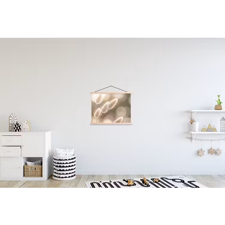 Hazestaartgras - Wit - Zonlicht textielposter latten blank klein -kinderkamer