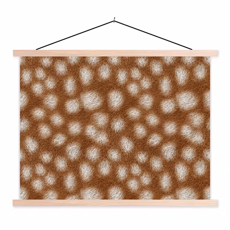 Hert - Bruin - Vacht textielposter latten blank klein 122 -3d